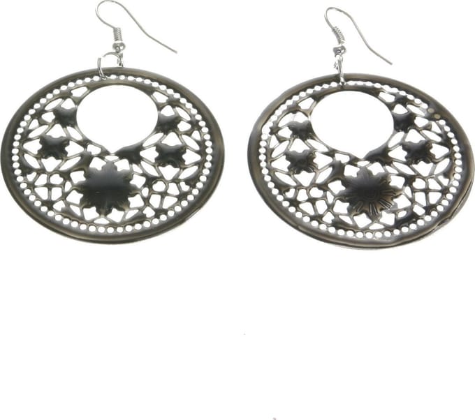 Behave Oorbellen hangers rond grijs 6 cm