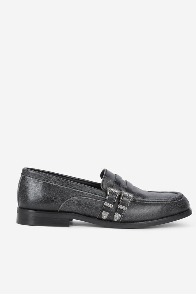 The Kooples Leather Moccasins With A Disturbed Effect Black Taglia: 39 | Mocassini Outlet | Donna | Nero