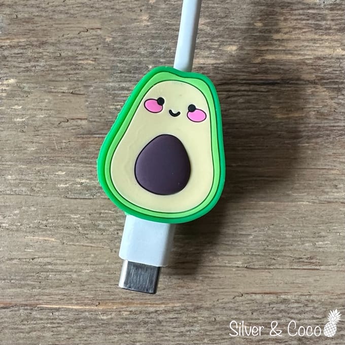 SilverAndCoco® - Kabeldiertjes / Kabelprotector / Kabelbeschermer Mobiele Telefoon Kabel Lader beschermer / Kabelbijter iPhone iPad Android oplader - Avocado