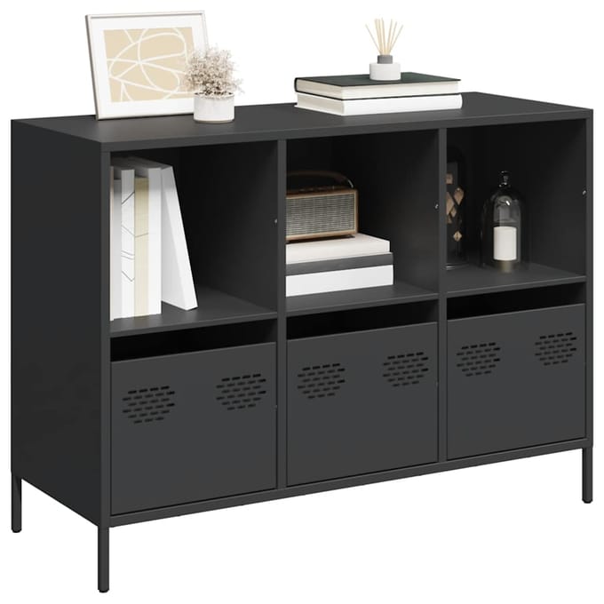 vidaXL - Dressoir - 101,5x39x73,5 - cm - koudgewalst - staal - zwart