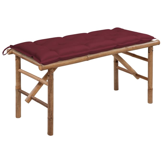 vidaXL - Tuinbank - inklapbaar - met - kussen - 118 - cm - bamboe