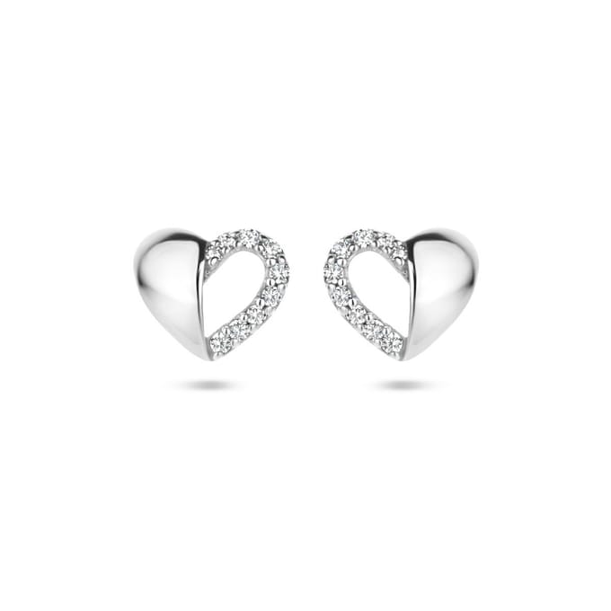 Zilver Gerhodineerd Oorknoppen Hart Zirkonia 1335073