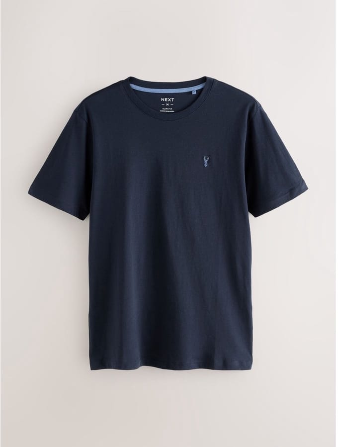 Next - Heren - Slim Fit - T-shirt met hert - Blauw