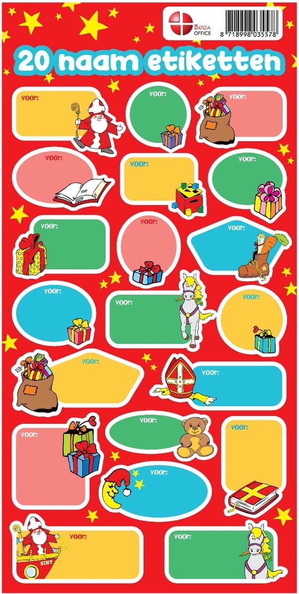 Sinterklaas cadeaulabels naametiketten - 20 stuks