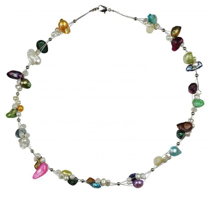 Zoetwater parel ketting Olivia - echte parels - multi color - sieraden zakje - parelketting dames
