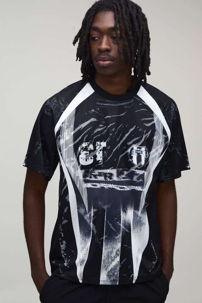 Regular Afterlight Closed Mesh Football Top | Black | Size XS