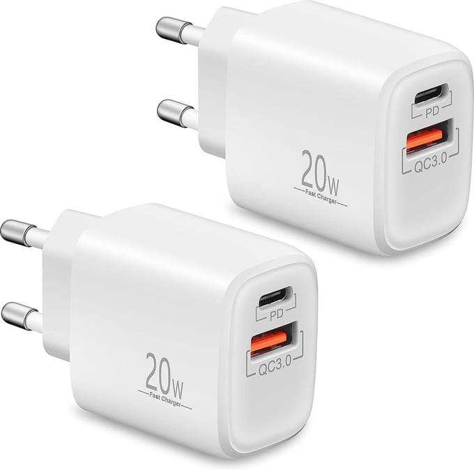 2x usb C Adapter - Oplader usb - Oplaadstekker 20w - Usb-C Snellader - Universeel