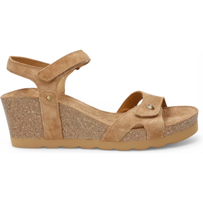 Panama Jack Dames Wedge Bark Bruine Suède Leren Sandals - Julia B74