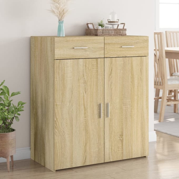 vidaXL - Dressoir - 80x42,5x93 - cm - bewerkt - hout - sonoma - eikenkleurig