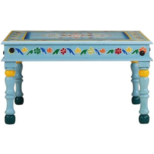 vidaXL - Salontafel - handbeschilderd - massief - mangohout - turquoise