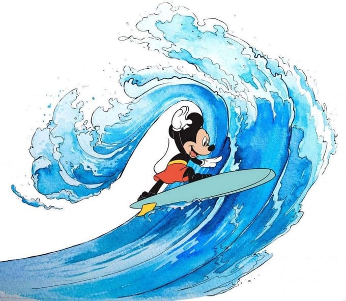 Fotobehang - Mickey Surfing 300x280cm - Vliesbehang