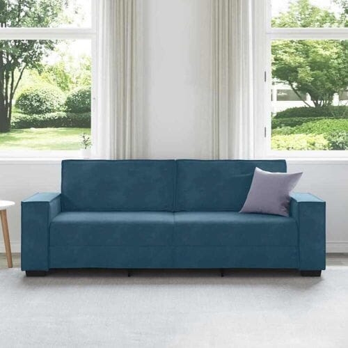vidaXL - Driezitsbank - 220x78x84 - cm - fluweel - blauw