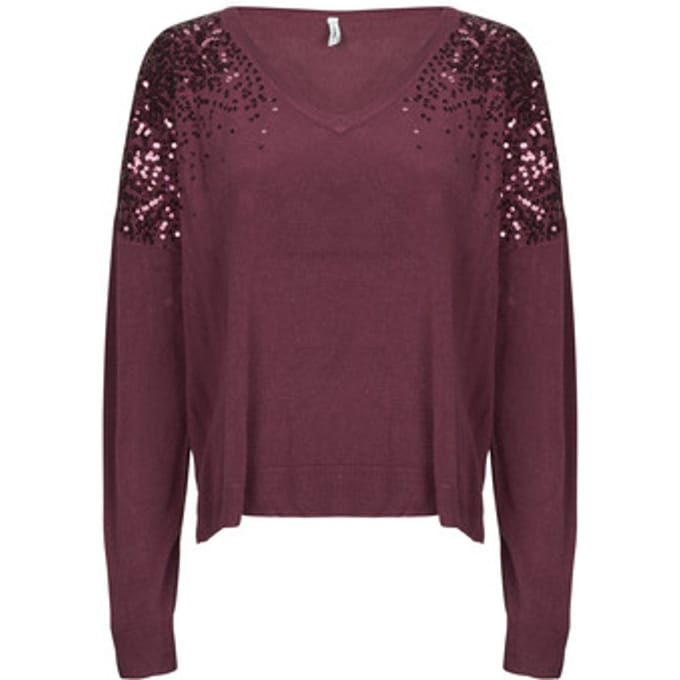 ONLY - ONLSTARRY LS SEQUIN BOXY V-NECK KNT - Dames - Gebreide truien