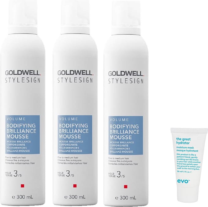 3 x Goldwell - Stylesign Bodifying Brilliance Mousse - 300 ml + WILLEKEURIG Travel Size