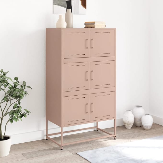 vidaXL - Dressoir - 68,5x38,5x123,5 - cm - staal - roze