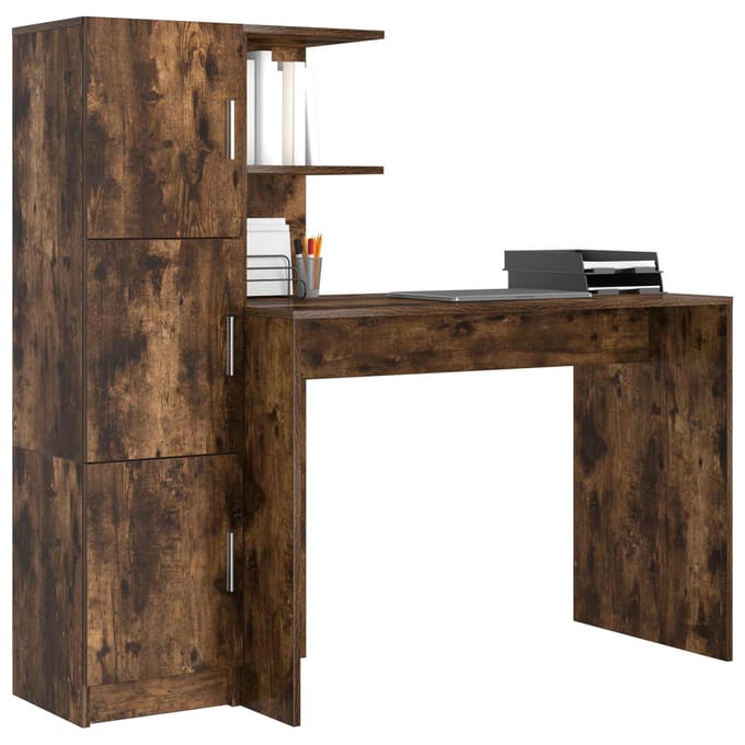 vidaXL - Bureau - Rook - Eiken - 133.5 - x - 50 - x - 124 - cm - 2 - st