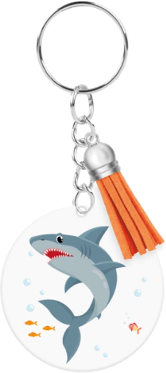 Sleutelhanger met kwastje | Acryl sleutelhanger - Haai