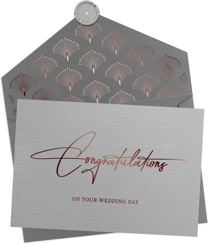 Gefeliciteerd Trouwkaart Luxe Set met Premium Envelop en Waszegel