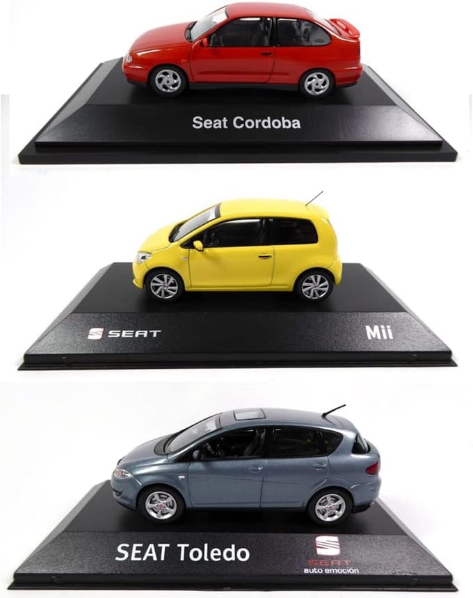 Set van 3 Schaalmodel Auto's 1:43 Compatibel met SEAT Cordoba, MII en Toledo