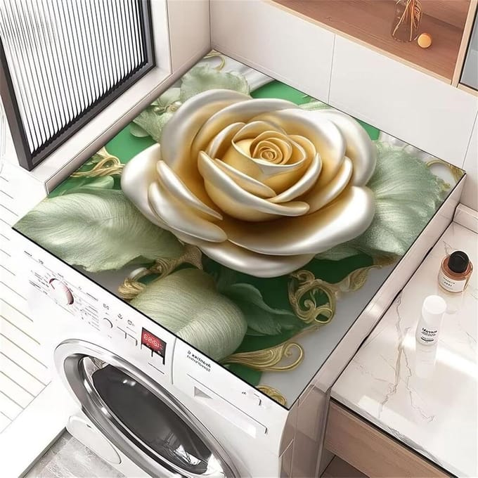Wasmachine Top Protector - Droger Mat - Apparaten Beschermen - Snel Absorberend - 80x120cm - Groen Blad