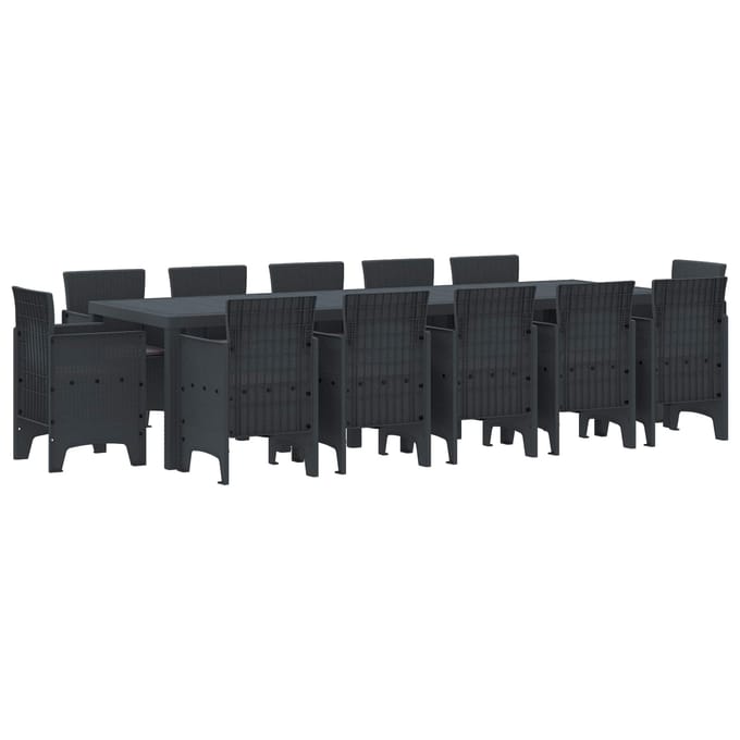 vidaXL - Tuin - Eettafel - Set - 13 - st - Antraciet - Kunststof