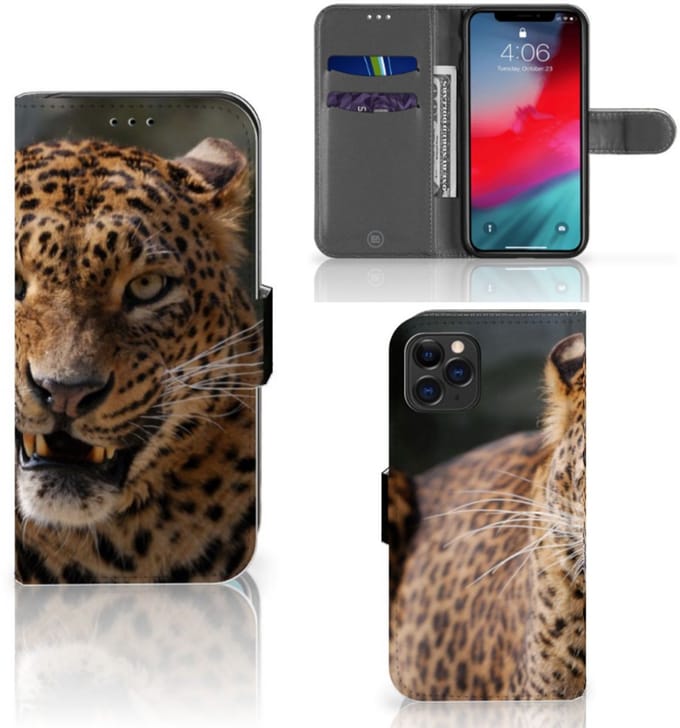 Apple iPhone 11 Pro Telefoonhoesje met Pasjes Luipaard