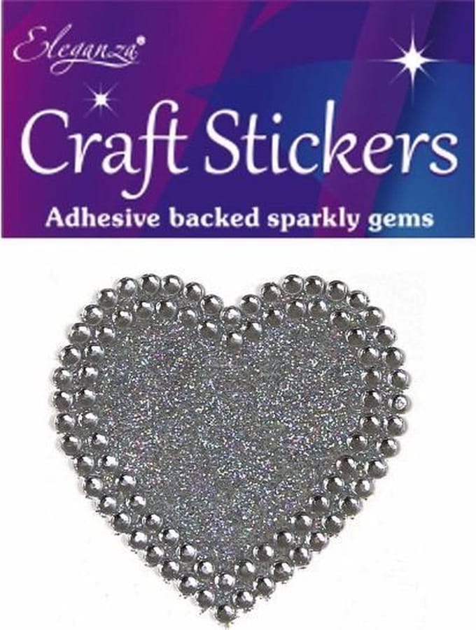 Oaktree - Stickers Hart Zilver Diamant met Glitters (per vel)