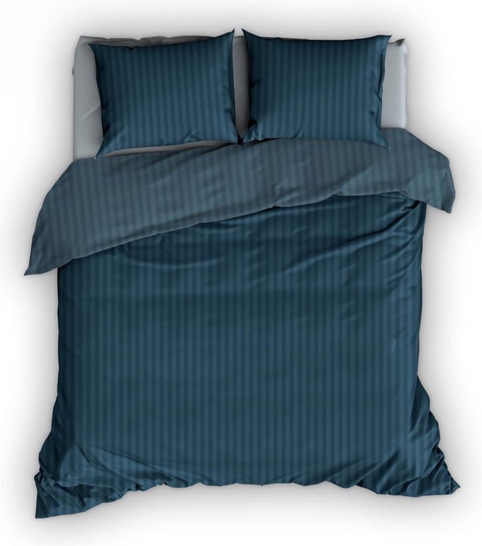 Dekbedovertrek SATIN D'OR satijnstreep teal 100% Katoen Satijn Dekbedovertrek 140x200/220 + 1 sloop