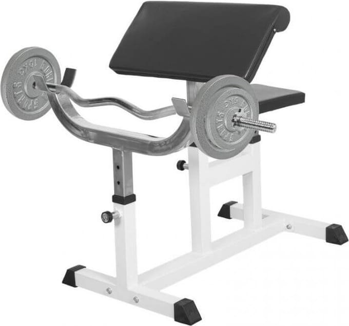 Gorilla Sports Biceps Curlbank + 38 kg Halterset - EZ-curl - Gietijzer