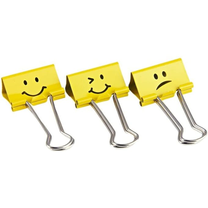 Foldback papierklemmen »Emoji« 32mm, gekleurd, 20 stuks