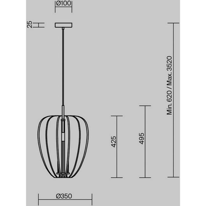 Maytoni Cambio Hanglamp - 1xE27 Fitting, Grijs Aluminium & Textiel
