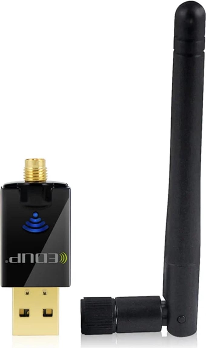EDUP EP-DB1607 Dual-Band WiFi Adapter - 600 Mbps - USB 2.0 - 2.4GHz & 5GHz - Inclusief 2dBi Antenne