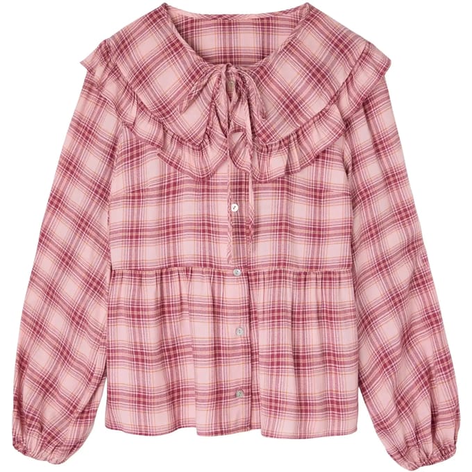 Vrouwelijke blouse met kraag en ruitjes Silbon