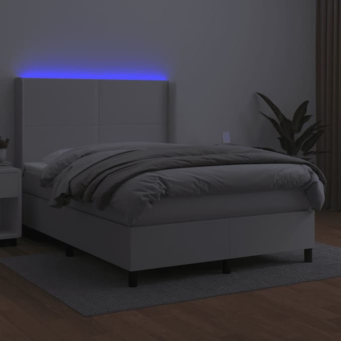 vidaXL - Boxspring - met - matras - en - LED - kunstleer - zwart - 140x190 - cm
