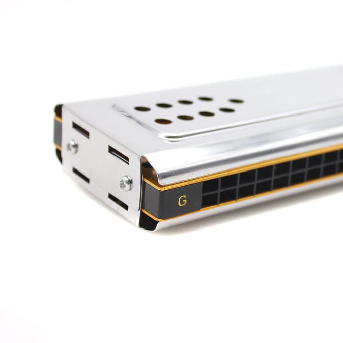 Nieuwe Swan dubbelzijdige Tremolo mondharmonica mondsleutel C&G 24 gaten + gevoerde doos gray