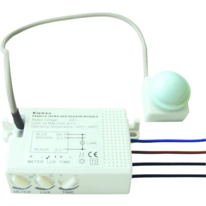 Klemko Bewegingsmelder - inbouw - 1000W - 6m - IB-PIR-100 - Wit