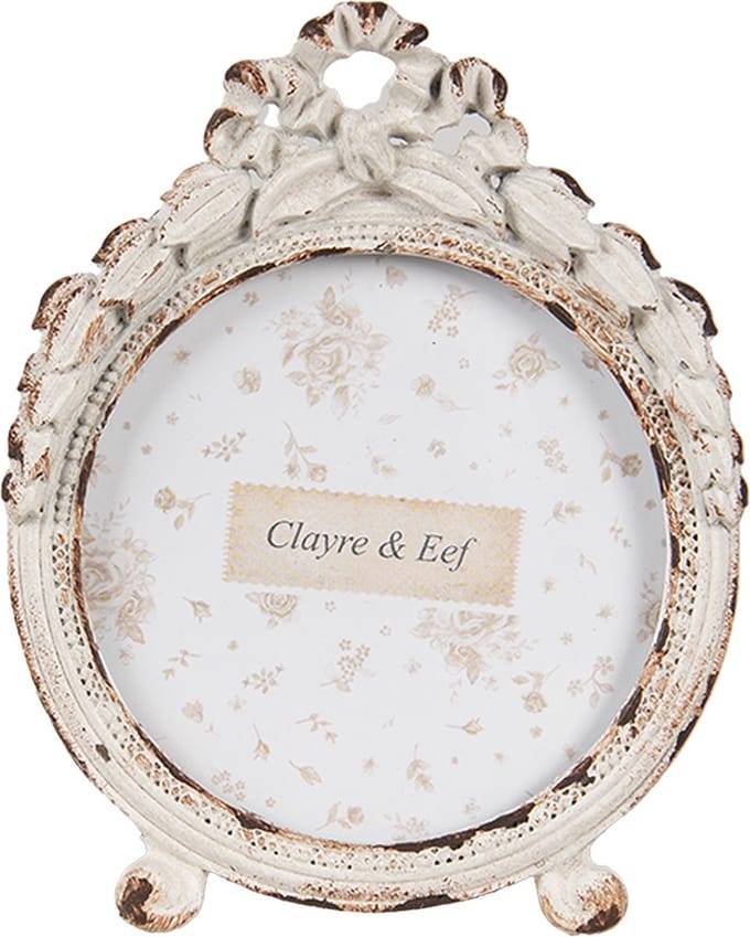 Clayre & Eef Fotolijst Ø 6 cm Wit Metaal