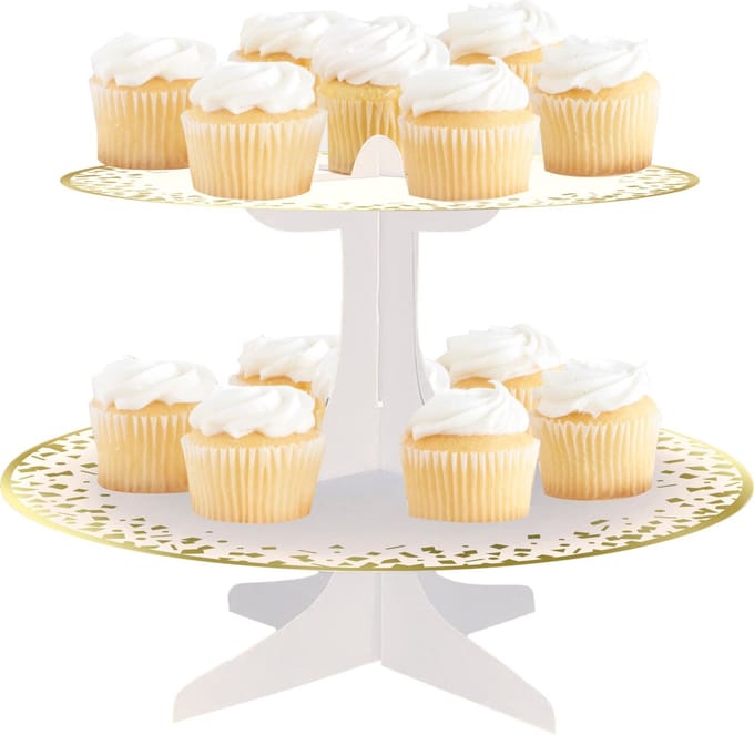 UNIQUE - Cupcakedisplay wit goud 31 x 24 cm
