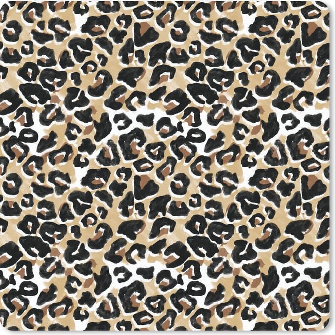 Muismat 20x20 cm - Mousepad Dierenprint - Panter - Bruin - Waterverf - Muismatten