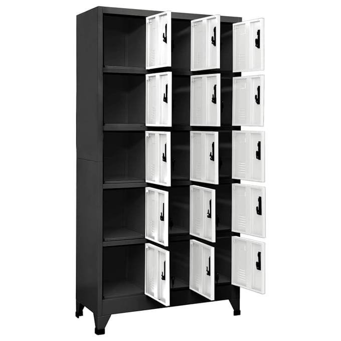 vidaXL - Lockerkast - 90x40x180 - cm - staal - antracietkleurig - en - wit