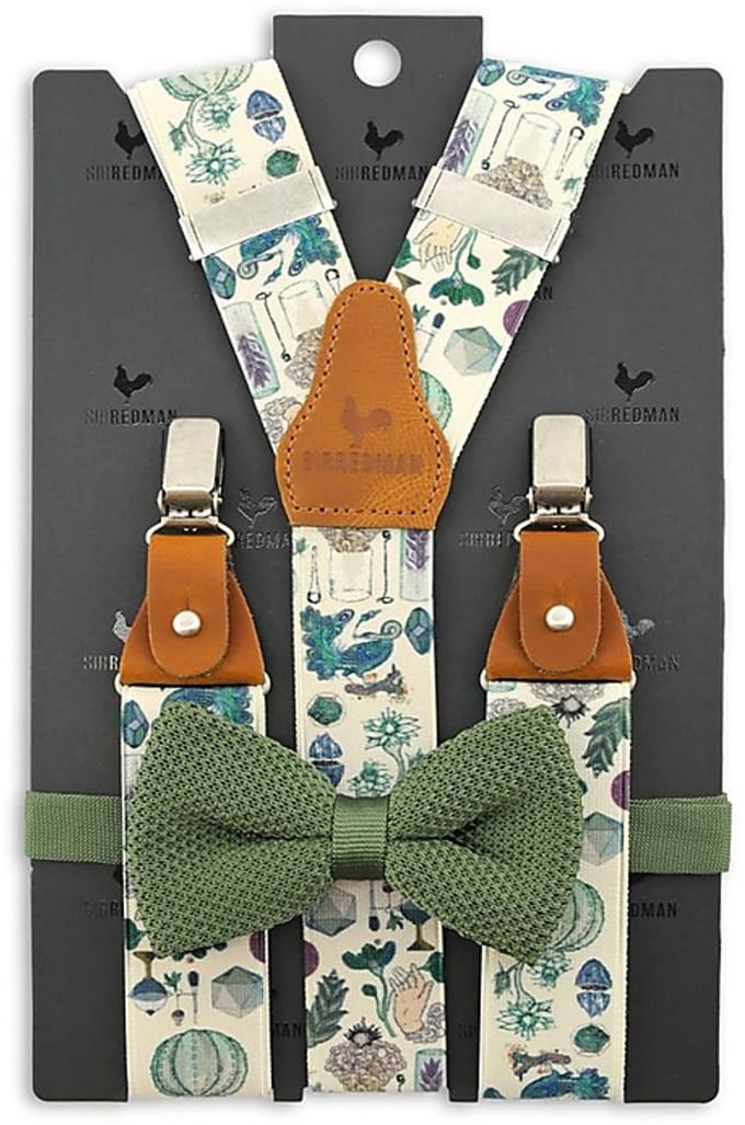 Sir Redman - Bretels met strik - bretels combi pack Vintage Science Soiree - ecru / groen / blauw