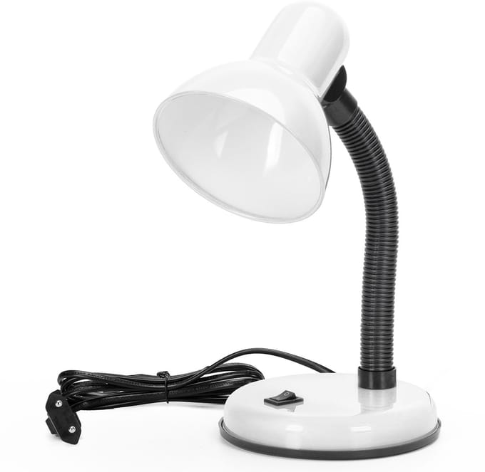 Aigostar 102KL - Bureaulamp - Tafellamp - H: 32 cm - E27 Fitting - Verstellbare Flexibele - Excl. lichtbron - Wit
