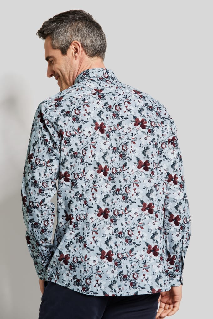 Bugatti Herren Casual overhemd met bloemenprint