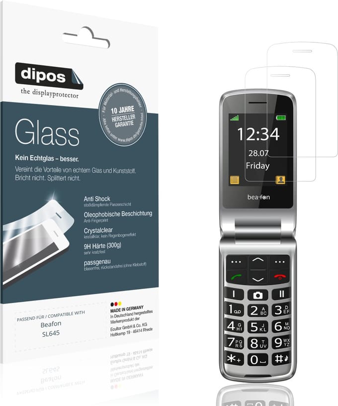 dipos – 2x Pantserfolie geschikt voor Beafon SL645 | 9H Screenprotector