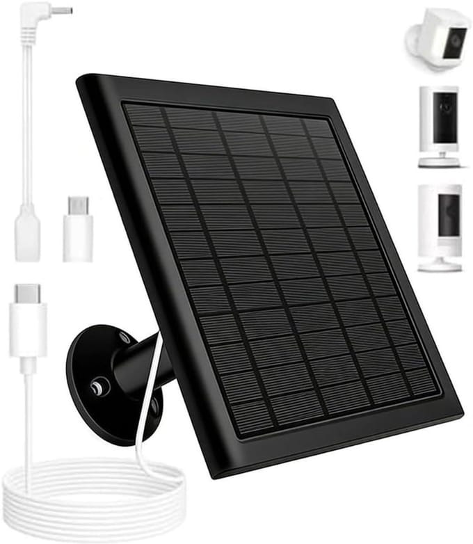 Zonnepaneel Kit - Buitenlader - Camera Opladen - IP65 Waterdicht - 10ft Kabel - Zwart
