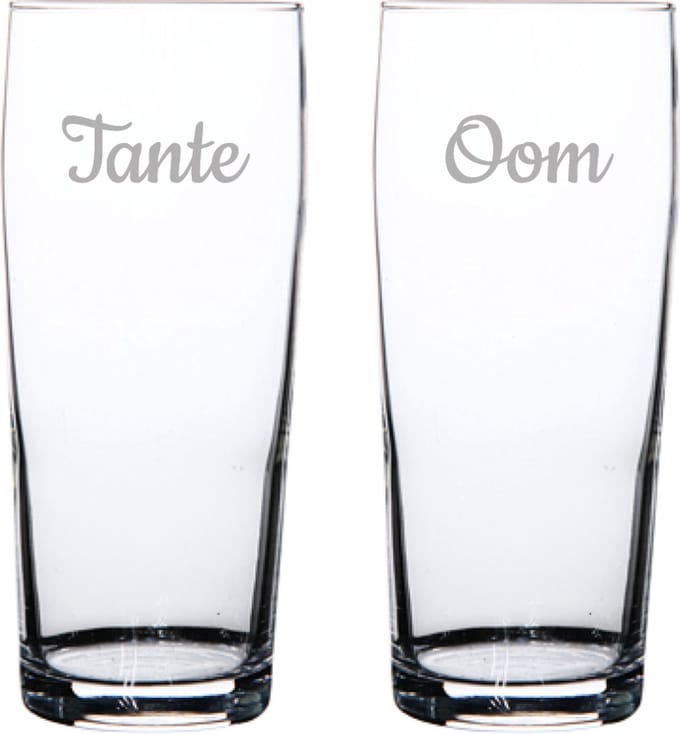 Gegraveerde bierfluitje 19cl Tante & Oom