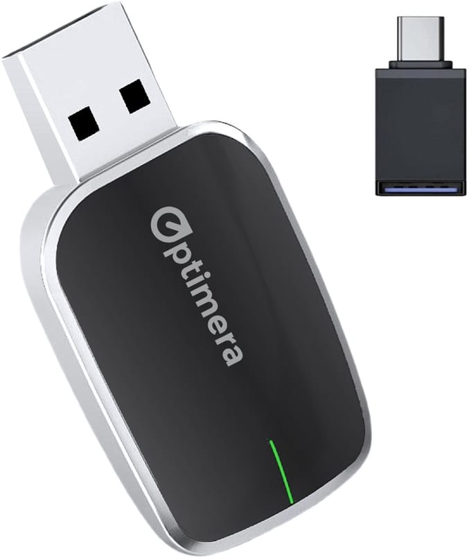 OPTIMERA® 2-in-1 Carplay Dongle AIR - Draadloos Carplay - Android Auto & Apple Carplay - Wireless Carplay - Incl. USB-C Adapter