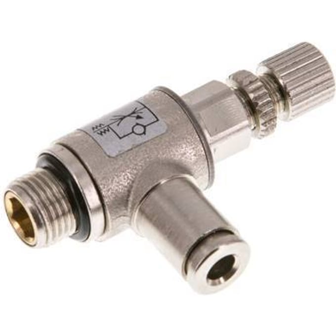 L-stuk Regelventiel 4 mm - G1/8'' Regeling-Uit Messing Kartelschroef