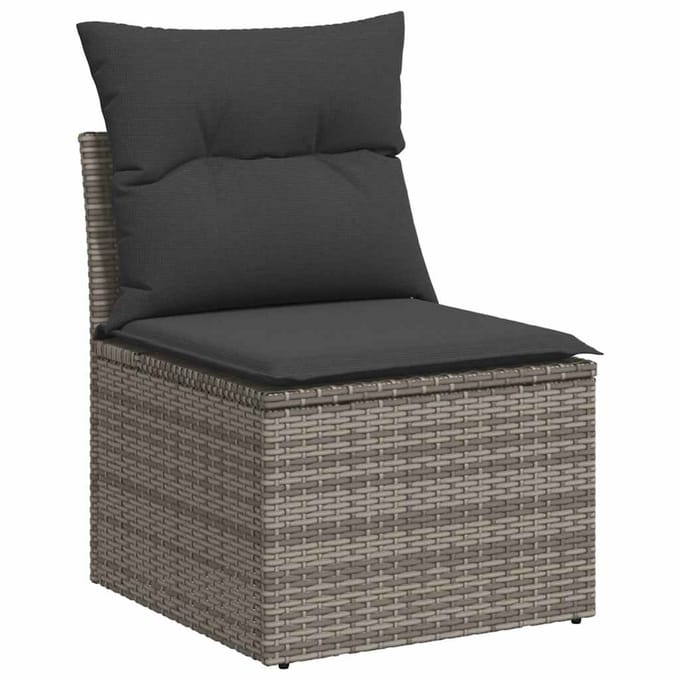 vidaXL - 9-delige - Loungeset - met - kussens - poly - rattan - grijs
