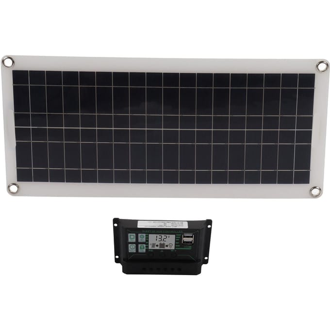 30W Zonnepaneel 30A Lader Spanningsregelaar Kit Polycrystallijn Silicium voor 12V Auto Camper Boot black